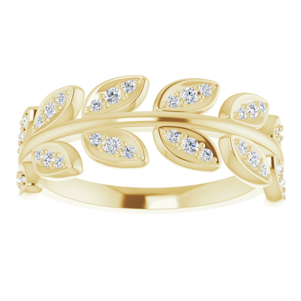 14K Yellow 1/5 CTW Natural Diamond Leaf Ring