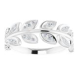 14K White 1/5 CTW Natural Diamond Leaf Ring