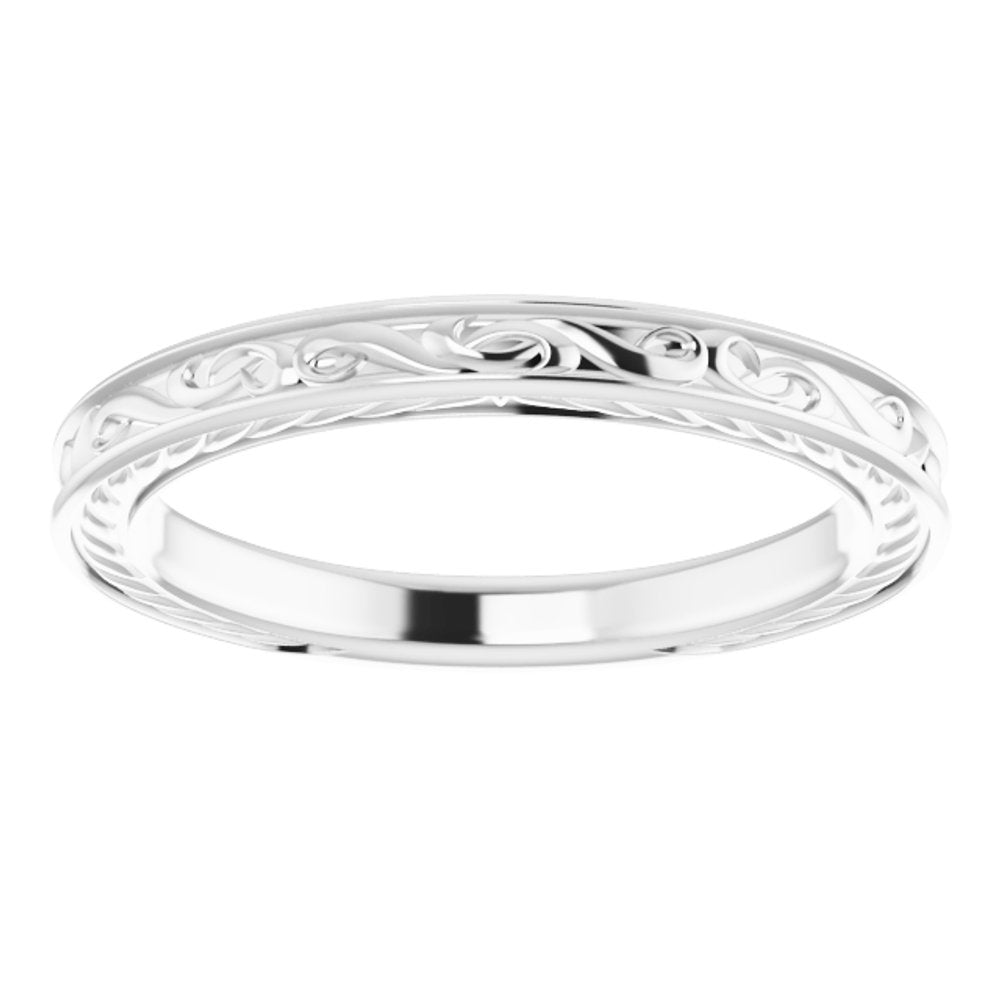 14K White Vintage-Inspired Band