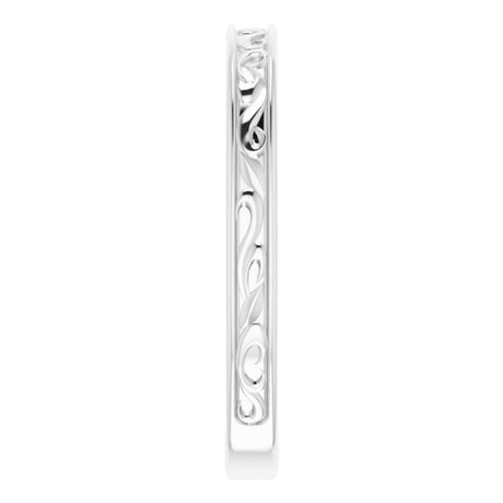 14K White Gold Vintage-Inspired Band