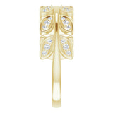 14K Yellow Gold 1/5 CTW Natural Diamond Leaf Ring