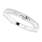 14K White Vintage-Inspired Band