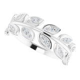 14K White 1/5 CTW Natural Diamond Leaf Ring