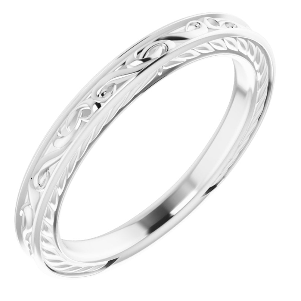 14K White Vintage-Inspired Band