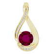 14K Yellow 6 mm Natural Rhodolite Garnet & .04 CTW Natural Diamond Pendant