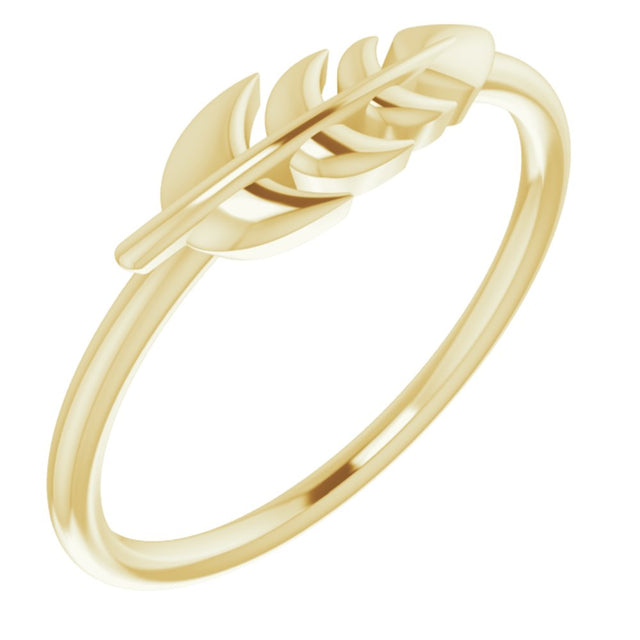 14K Yellow Leaf Ring