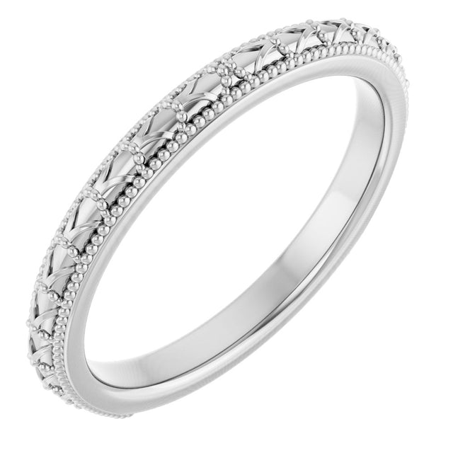 Platinum 2.5 mm Milgrain Sculptural Comfort-Fit Band