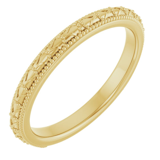 10K Yellow Gold 2.5 mm Milgrain Sculptural Comfort-Fit Band
