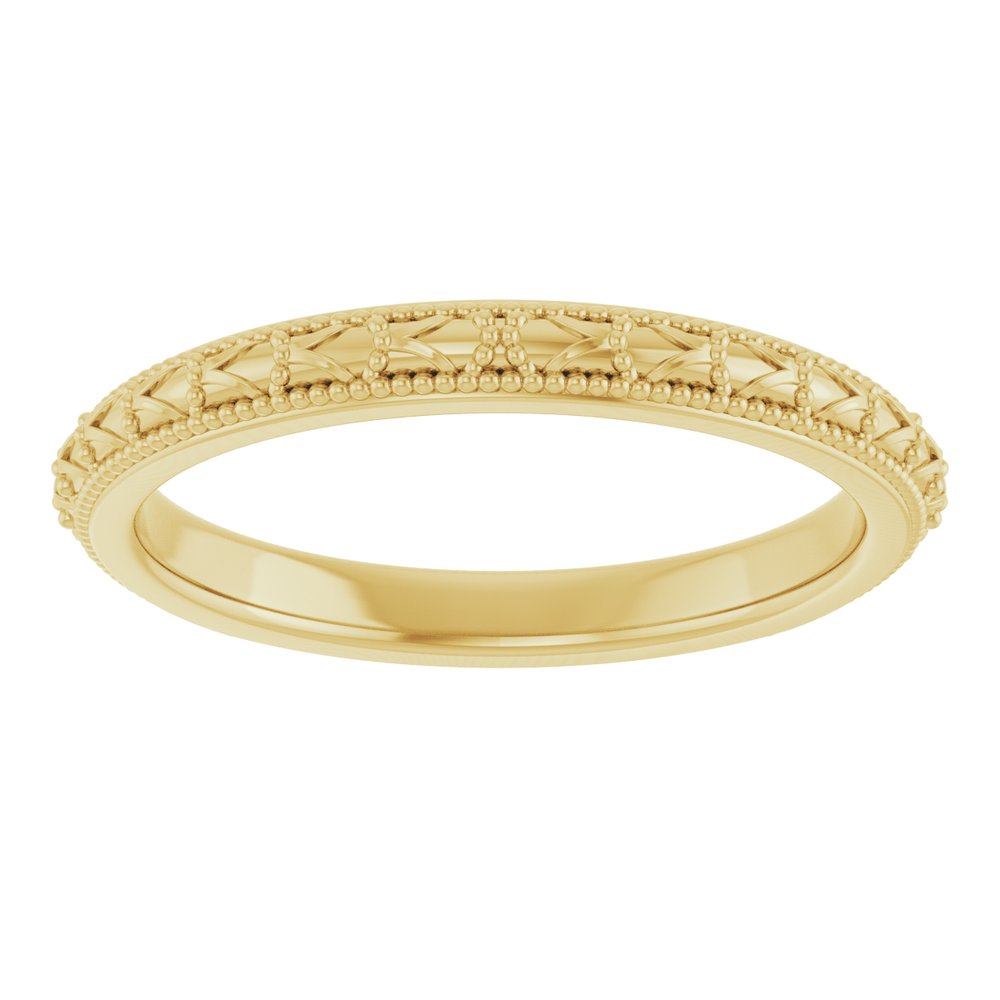 14K Yellow Gold 2.5 mm Milgrain Sculptural Comfort-Fit Band