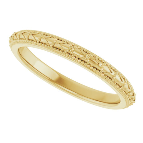 10K Yellow Gold 2.5 mm Milgrain Sculptural Comfort-Fit Band