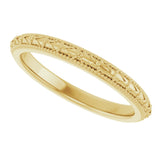 14K Yellow Gold 2.5 mm Milgrain Sculptural Comfort-Fit Band