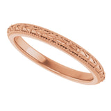 14K Rose Gold 2.5 mm Milgrain Sculptural Comfort-Fit Band