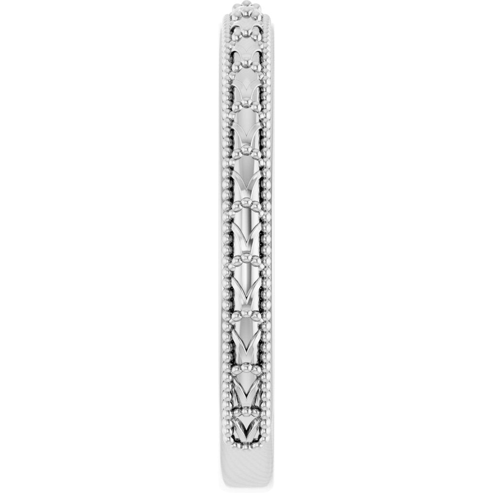 Platinum 2.5 mm Milgrain Sculptural Comfort-Fit Band
