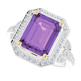 14K White/Yellow Natural Amethyst & 1/2 CTW Natural Diamond Ring