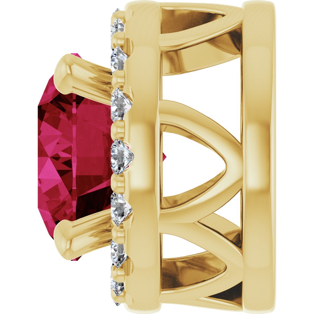 14K Yellow Gold Lab-Grown Ruby & .08 CTW Natural Diamond Slide Pendant