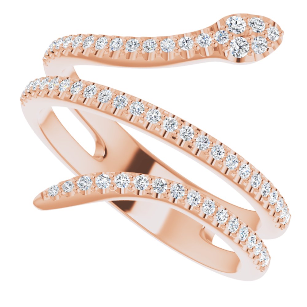 14K Rose 1/3 CTW Natural Diamond Snake Ring