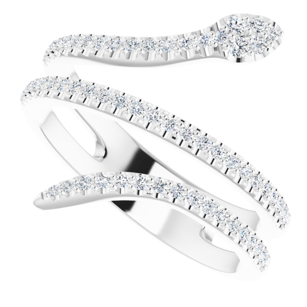 14K White 1/3 CTW Natural Diamond Snake Ring