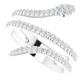 14K White 1/3 CTW Natural Diamond Snake Ring