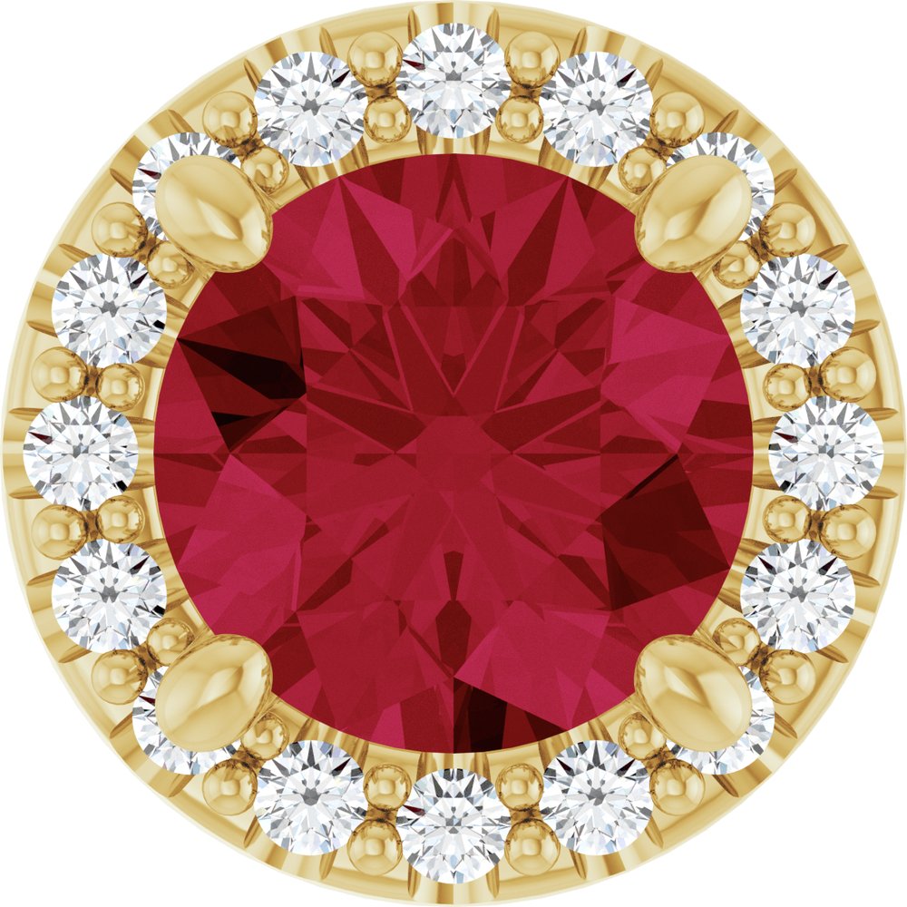 14K Yellow Gold Lab-Grown Ruby & .08 CTW Natural Diamond Slide Pendant