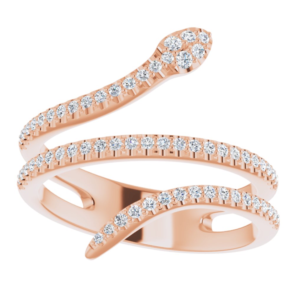 14K Rose Gold 1/3 CTW Natural Diamond Snake Ring