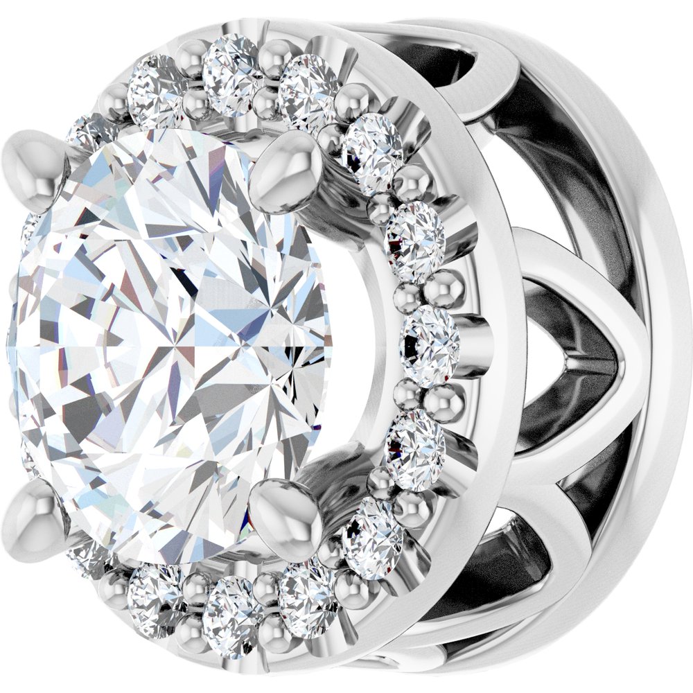 14K White 5/8 CTW Lab-Grown Diamond Halo-Style Pendant