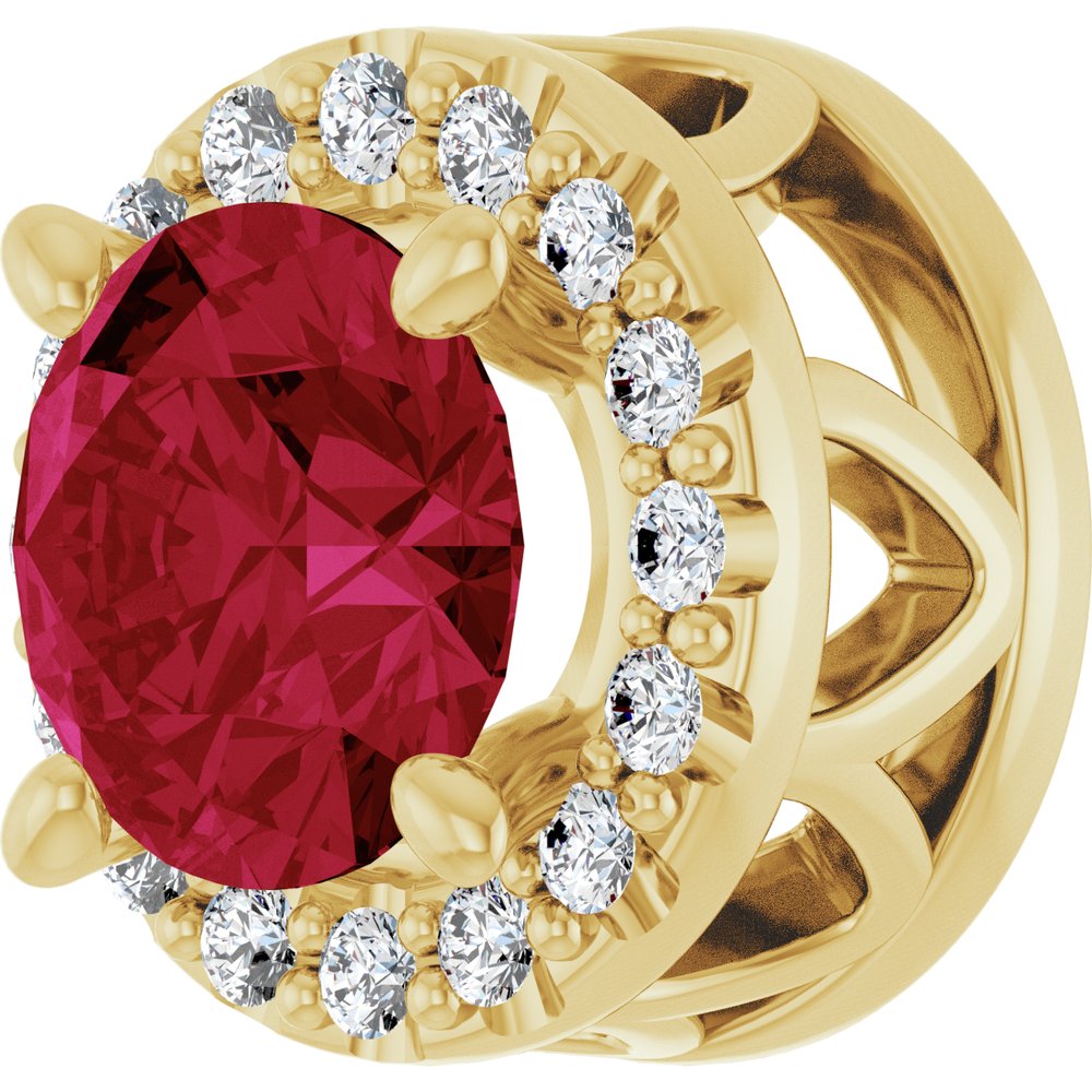 14K Yellow Gold Lab-Grown Ruby & .08 CTW Natural Diamond Slide Pendant