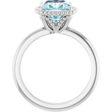 14K White Natural Sky Blue Topaz Ring