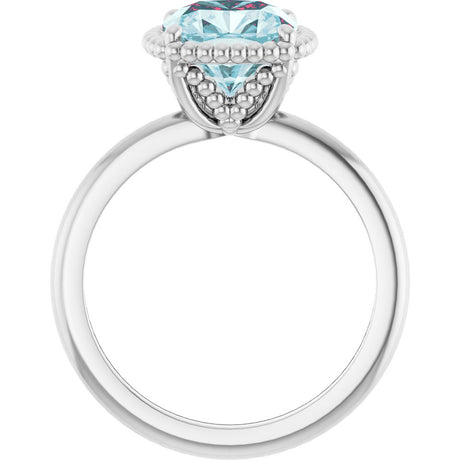 14K White Natural Sky Blue Topaz Ring