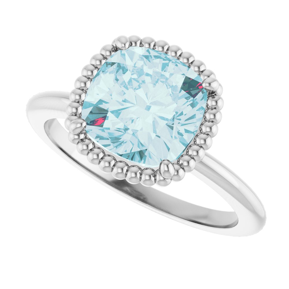 14K White Natural Sky Blue Topaz Ring