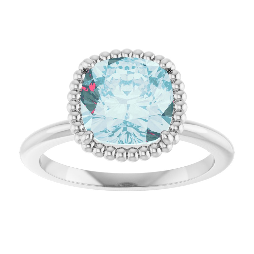 14K White Natural Sky Blue Topaz Ring