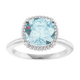 14K White Natural Sky Blue Topaz Ring