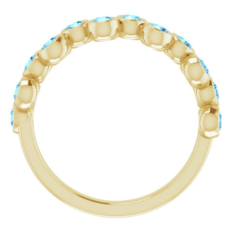 14K Yellow Gold Natural Aquamarine Bezel-Set Ring