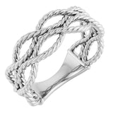 14K White Rope Ring