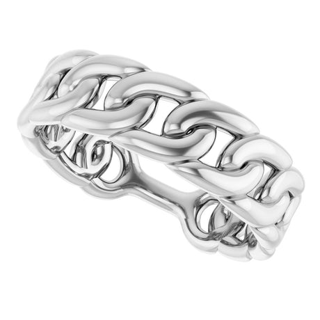 14K White Gold Stackable Chain Link Ring