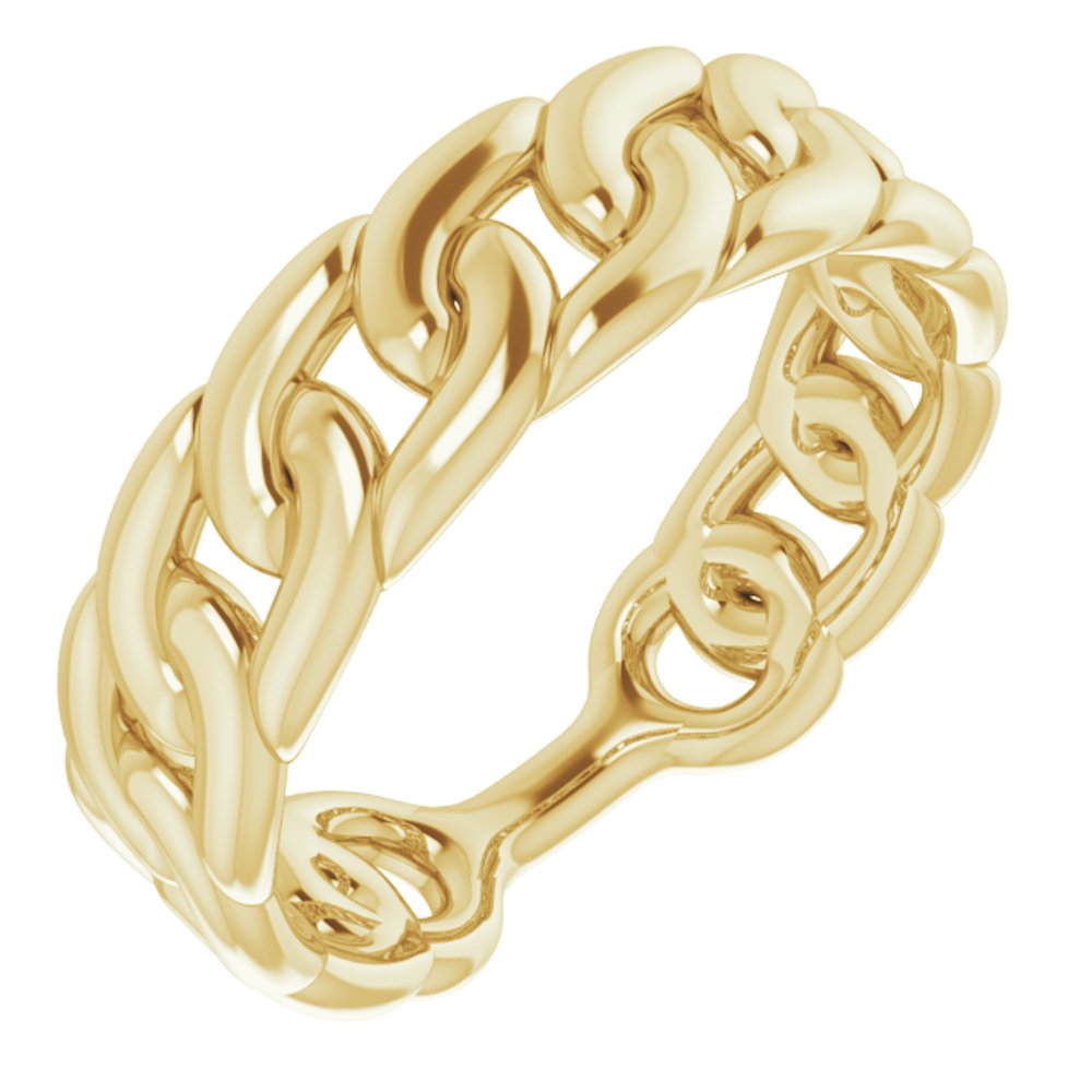 10K Yellow Stackable Chain Link Ring
