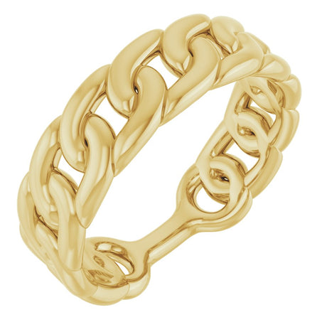 14K Yellow Gold Stackable Chain Link Ring