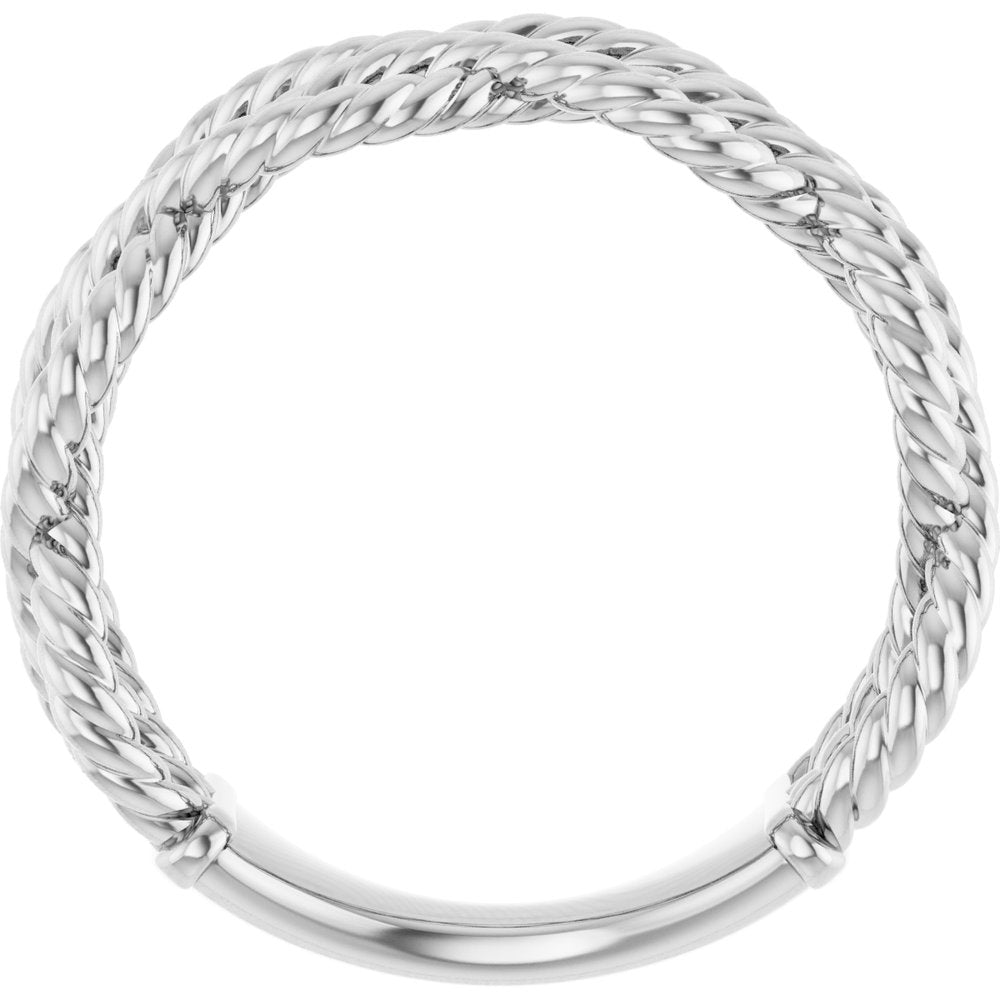 14K White Rope Ring