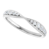 14K White 1/5 CTW Natural Diamond Pinched Contour Band