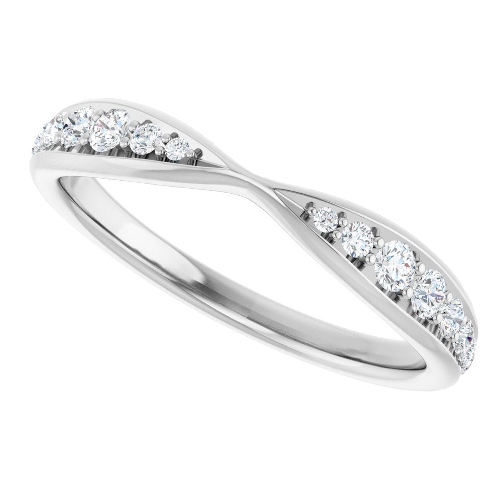 14K White 1/5 CTW Lab-Grown Diamond Pinched Contour Band