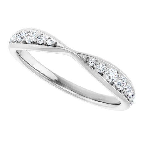 14K White Gold 1/5 CTW Natural Diamond Pinched Contour Band