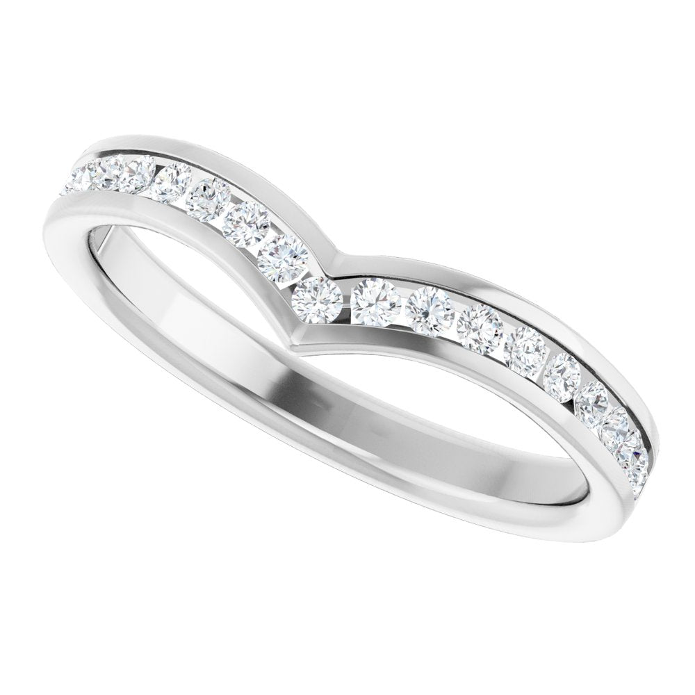 14K White 1/4 CTW Natural Diamond Contour Band