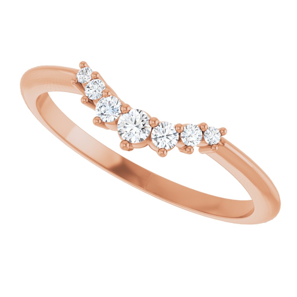 14K Rose 1/8 CTW Natural Diamond Contour Band