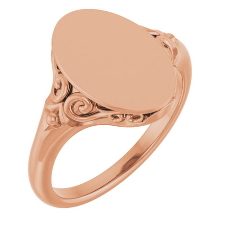 14K Rose Gold Oval Signet Ring
