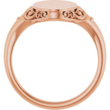 14K Rose Oval Signet Ring