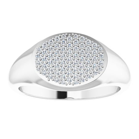 14K White 1/3 CTW Natural Diamond Signet Ring