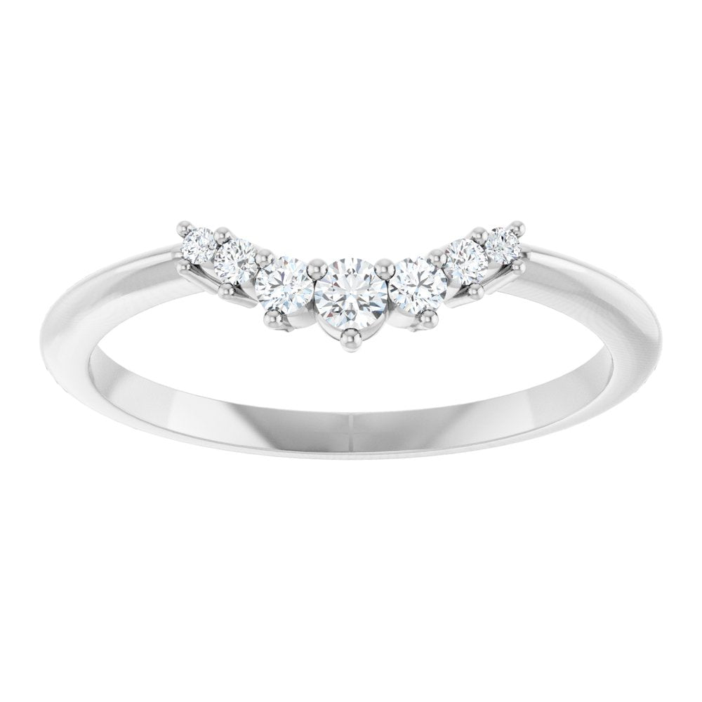 14K White 1/8 CTW Natural Diamond Contour Band