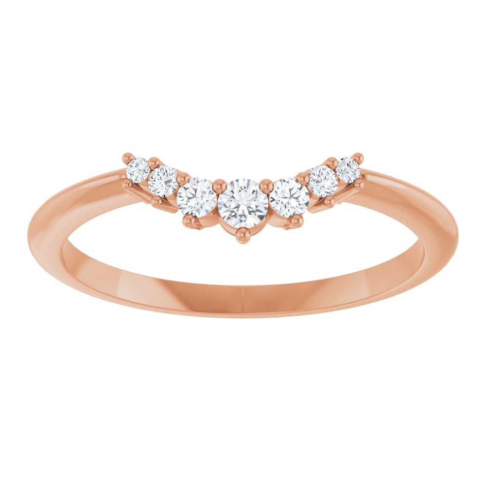 14K Rose 1/8 CTW Natural Diamond Contour Band