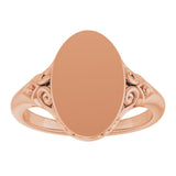 14K Rose Oval Signet Ring