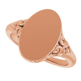 14K Rose Oval Signet Ring