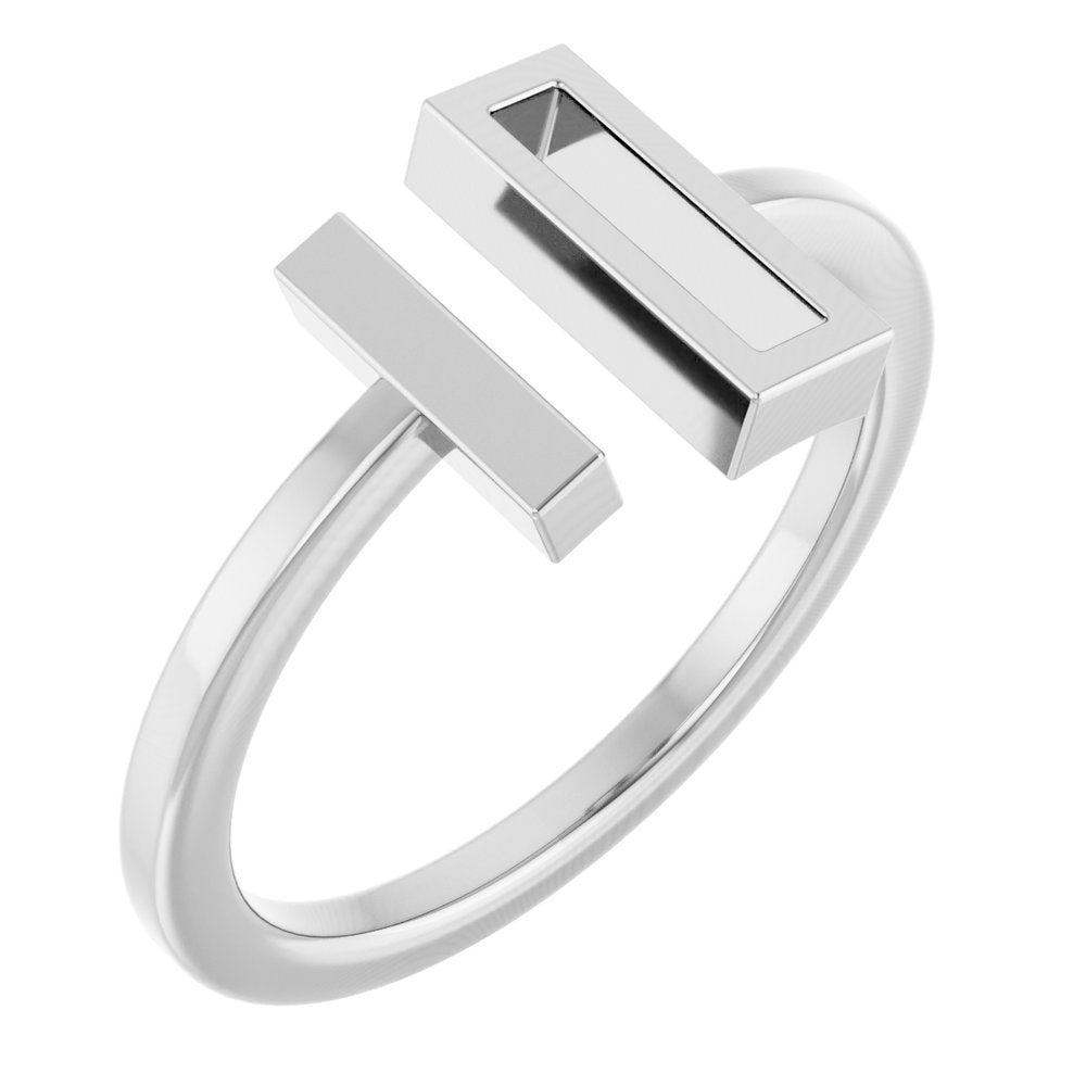 14K White Bar Ring